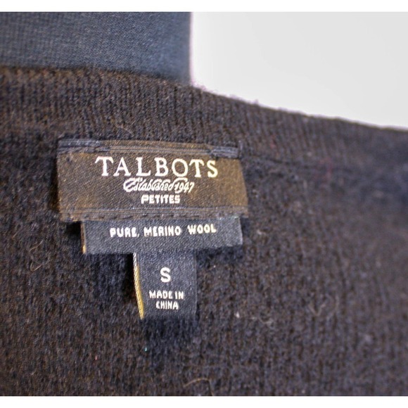 Talbots Petites Merino Wool Knit Dress Short Puff Sleeves Black Size S - Picture 3 of 3